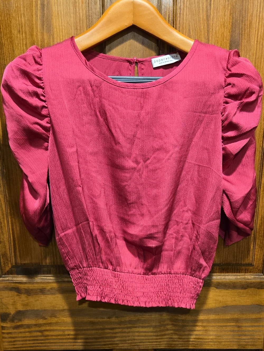 Paper Crane Rose-Pink Puff Sleeve Blouse